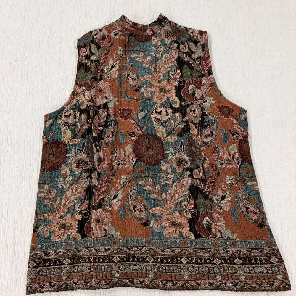 Vintage Coldwater Creek Tapestry Vest XL